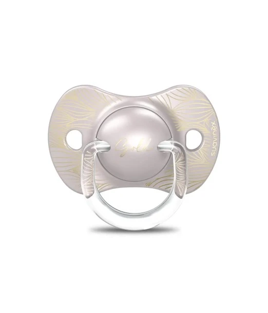 Suavinex pacifier Premium silicone SX Pro from 6 to 18 months - Grey & Gold