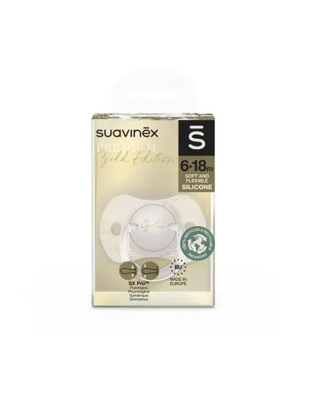 Suavinex pacifier Premium silicone SX Pro from 6 to 18 months - Grey & Gold — photo 2