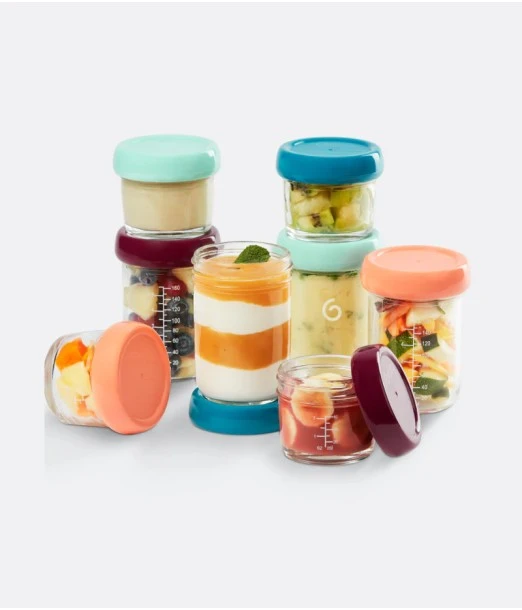 Babymoov set of 8 glass baby bowls + organic recipe booklet