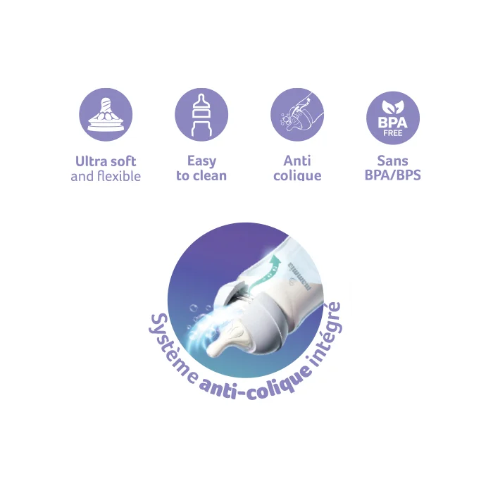 Mammia Biberon Natural Feeling 330ml - 6 mois (débit adapté)