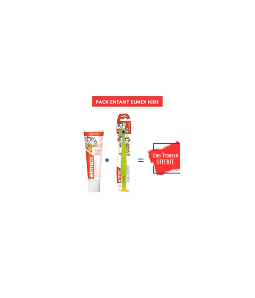 Elmex children's pack toothpaste + toothbrush from 3 to 6 years + free pouch