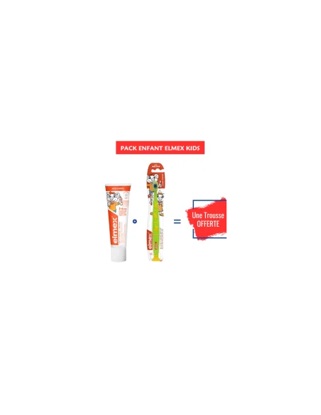 Elmex children's pack toothpaste + toothbrush from 3 to 6 years + free pouch
