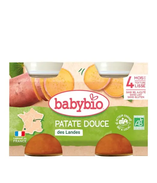 Babybio Patate Douce 2x130g 4m+ au Maroc - Baby And Mom