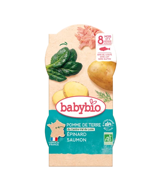 Babybio Pomme de Terre Epinard Saumon 2x220g 8m+ Céréales &