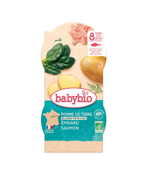 Babybio potato spinach and salmon 2x220g from 8 months