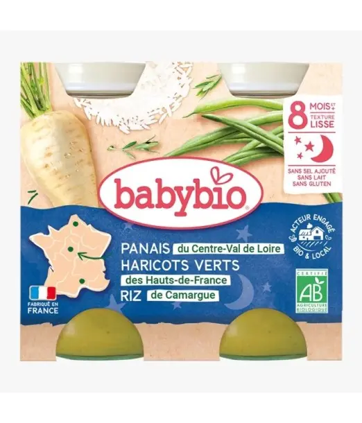 Babybio Panais Haricots Verts Riz 8m+ Céréales & Compotes -