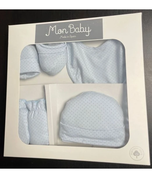 My Baby Set 4-piece Bib + Mittens + Socks + Hat - Blue