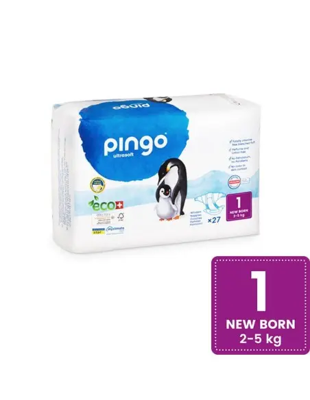 Couches Écologiques Taille 1 (2-5kg) 27unités Pingo
