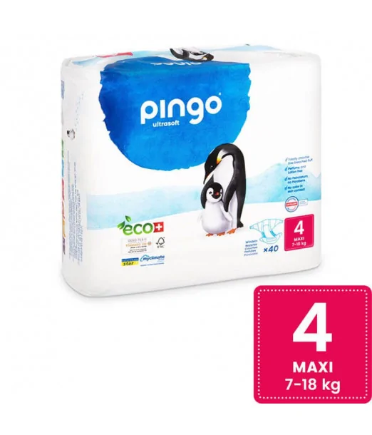 Couches Écologiques Taille 4 (7-18kg) 40unités Pingo