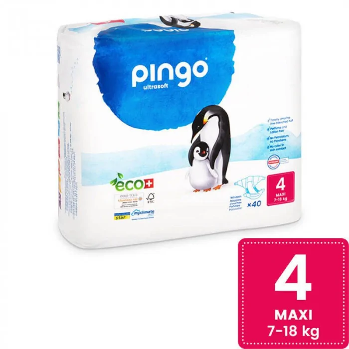 Couches Écologiques Taille 4 (7-18kg) 40unités Pingo