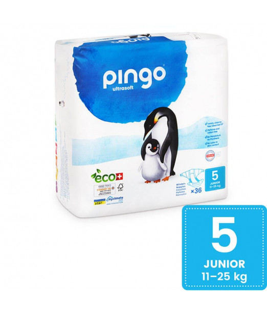 Couches Écologiques Taille 5 (11-25kg) 36unités Pingo
