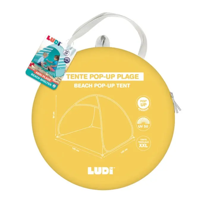 Ludi Tente Abriplage Pop-up anti-UV 10m+ Jaune Piscine - Ludi