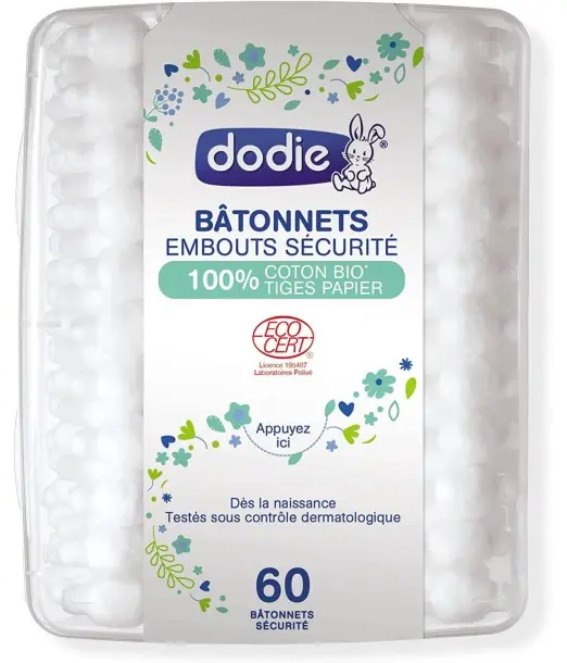 Dodie Bâtonnets Bébé Coton Bio 60 Unités