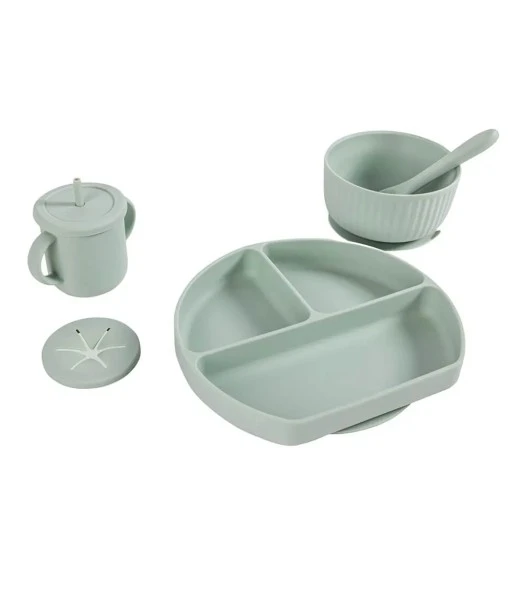 Eurekakids 7-piece silicone mealtime set - Mint