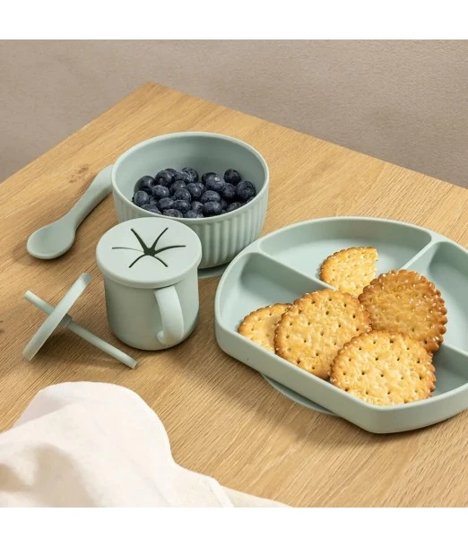 Eurekakids 7-piece silicone mealtime set - Mint 2