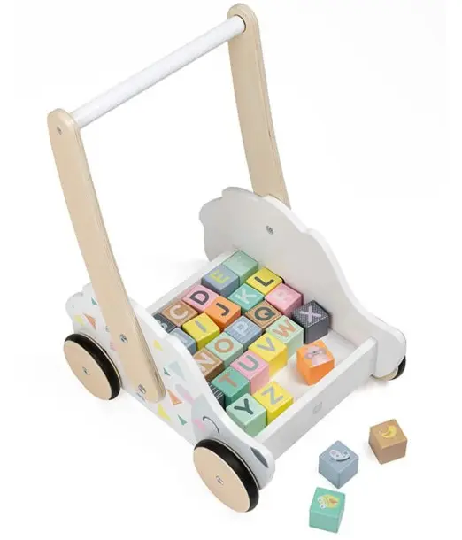 Eurekakids Trotteur en bois avec blocs 18mois+ Trotteur & 2