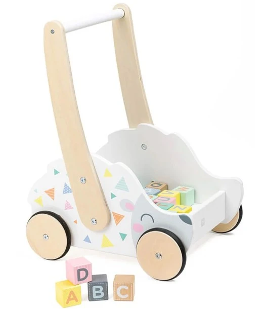 Eurekakids wooden baby walker with blocks from 18 months