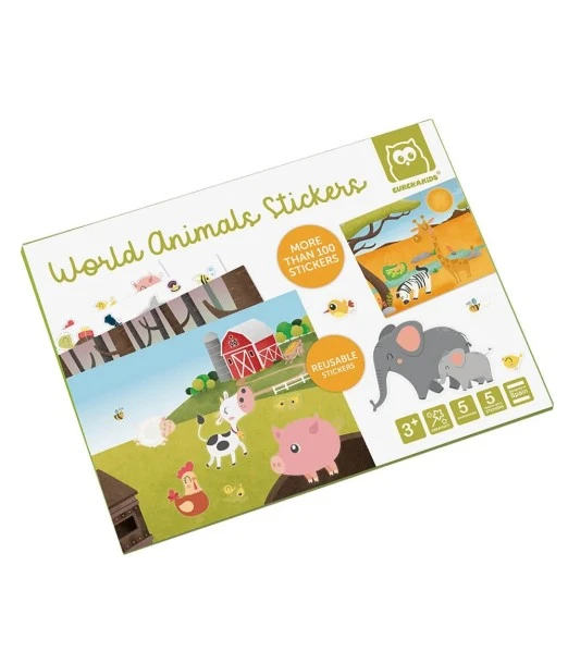 Eurekakids World Animals stickers from 3 years — 100 reusable stickers