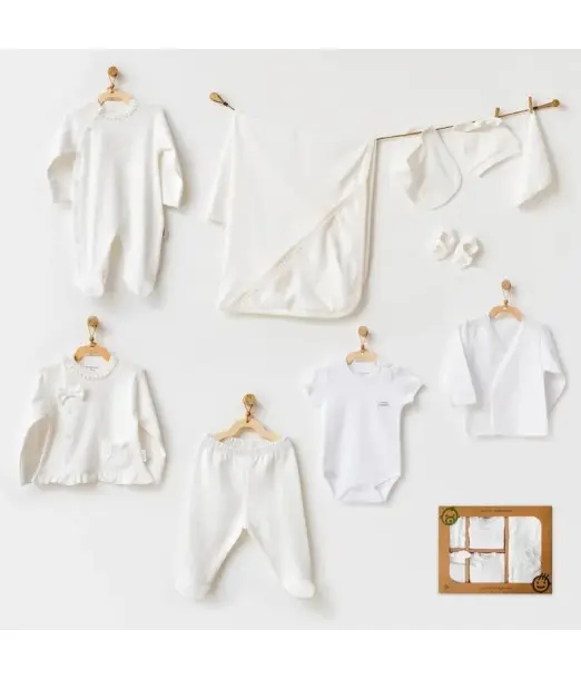 Coffret naissance 100% coton 10 pièces - Beige