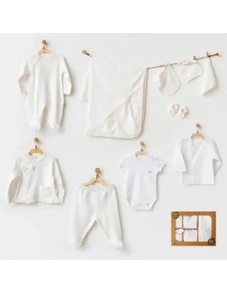 Coffret naissance 100% coton 10 pièces - Beige