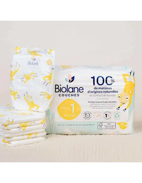 Biolane Couches Écologiques Taille 1 (2-5 Kg) 28 unités dans Couches Bébé chez Baby And Mom Maroc