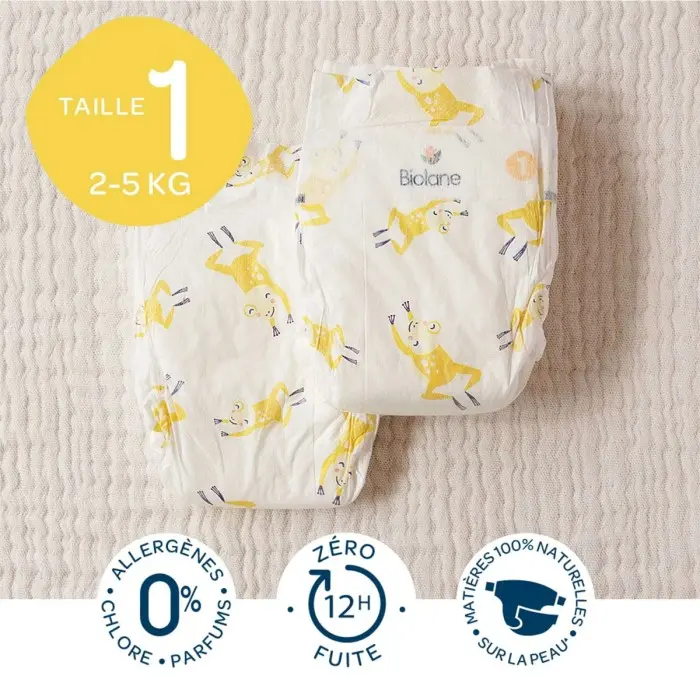 Biolane Couches Écologiques Taille 1 (2-5 Kg) 28 unités dans Couches Bébé chez Baby And Mom Maroc