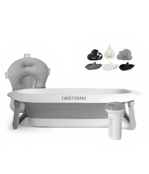Twistshake foldable bathtub + cushion + hair rinser + grey toys limited edition