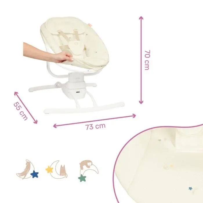 Badabulle Balancelle Latérale avec Télécommande - Crème dans Transat & Balancelle chez Baby And Mom Maroc
