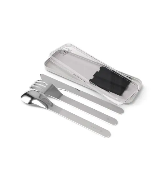 Monbento Slim Trio – Couverts Nomades en Acier Inoxydable Noir