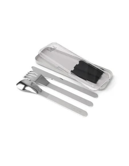 Monbento Slim Trio – Couverts Nomades en Acier Inoxydable Noir dans Vaisselle bébé chez Baby And Mom Maroc