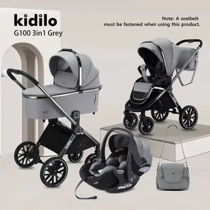 Poussette Trio Kidilo G100+C 3 en 1 Gris dans Poussette chez Baby And Mom Maroc
