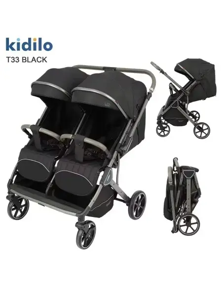 Kidilo Poussette Jumeaux T33 - Black dans Poussette chez Baby And Mom Maroc
