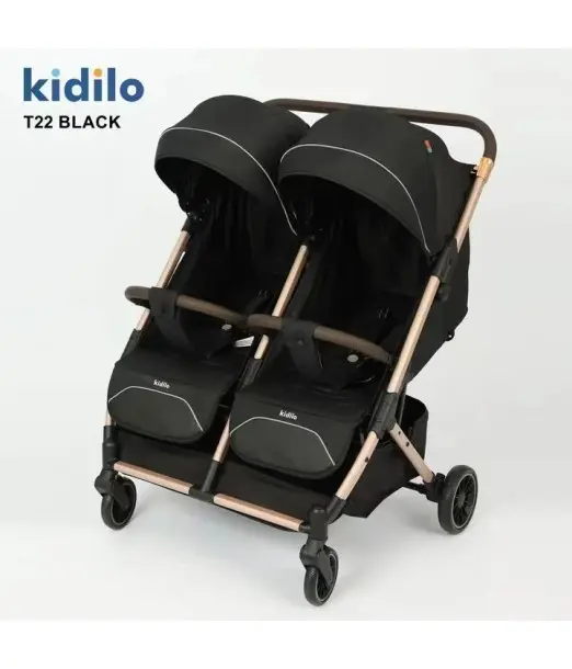Kidilo Poussette Jumeaux T22 - Black au Maroc - Baby And Mom