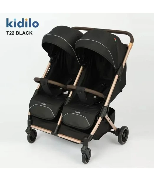 Kidilo twin stroller T22 — black