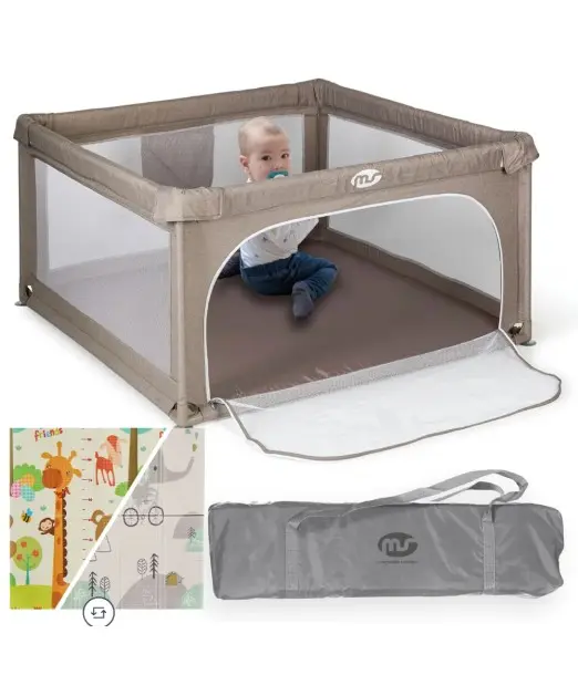 MS Innovaciones Parc pour bébé XXL avec Tapis pliable 120×120 cm 6m+