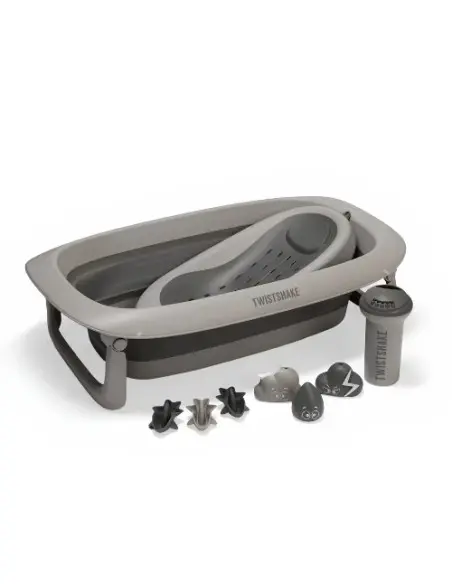 Baignoire Twistshake Pliable + Transat de Bain + Rince cheveux + 6 Jouets Gris dans Baignoire chez Baby And Mom Maroc