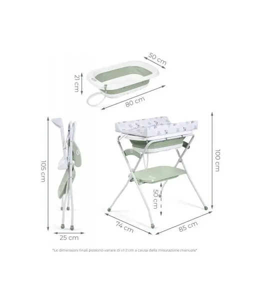 MS Innovaciones Table à langer Pliable Verte + Coussin 2