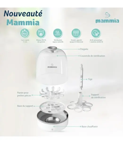 Mammia Stérilisateur de Biberons grande capacité, arrêt automatique 2