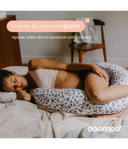 Doomoo Buddy Leopard Cream – Coussin de Grossesse et d’Allaitement 180 cm 2