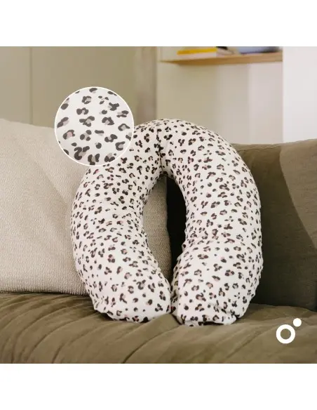Doomoo Buddy Leopard Cream – Coussin de Grossesse et d’Allaitement 180 cm dans Linge de lit chez Baby And Mom Maroc