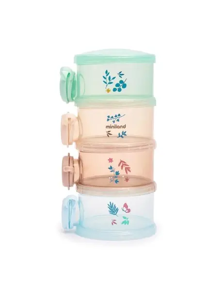 Miniland set of 4 refillable storage pots — multicoloured milk