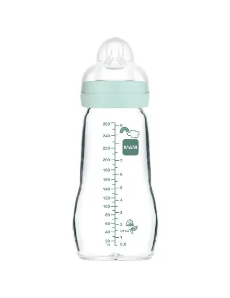 Mam Biberon en verre Feel Good 260ml Bleu 2mois+ dans Biberon & Accessoires chez Baby And Mom Maroc