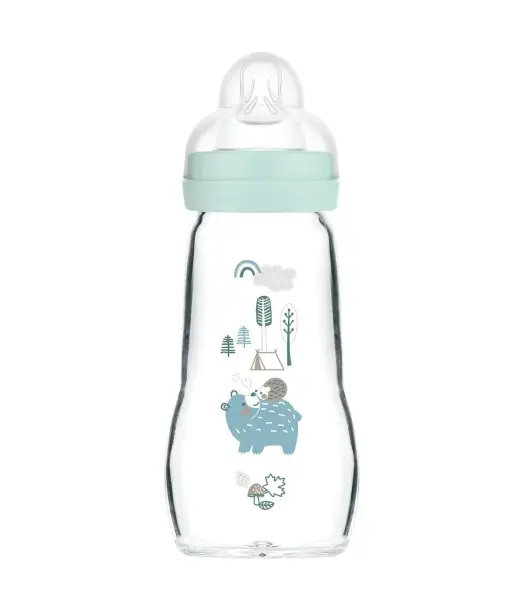 زجاجة رضاعة زجاجية 260 ml Feel Good MAM لون أزرق