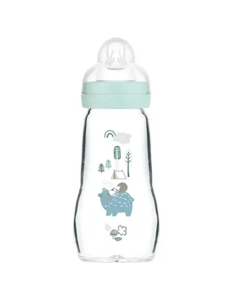 MAM glass baby bottle Feel Good 260 ml Blue from 2 months