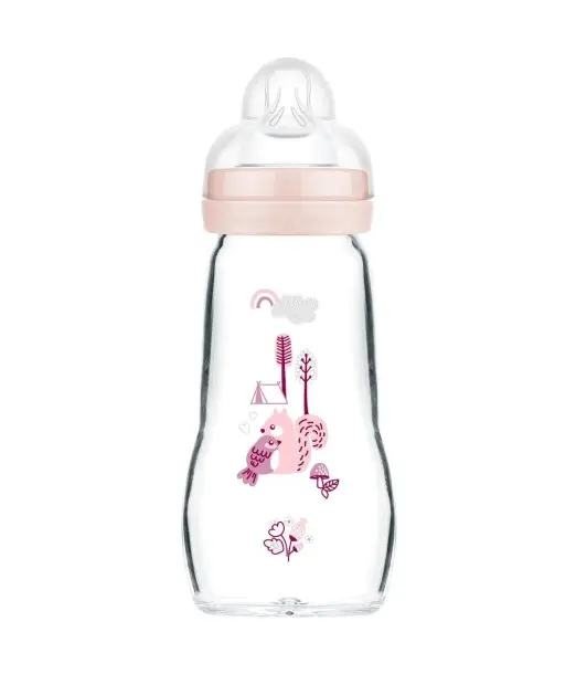 Mam Biberon en verre Feel Good 260ml Rose 2mois+ Biberon &