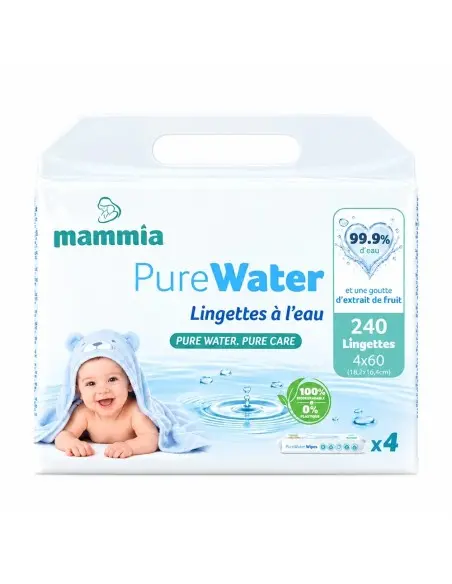 Mammia Baby wipes PureWater 99.9 % water pack of 4 x 60