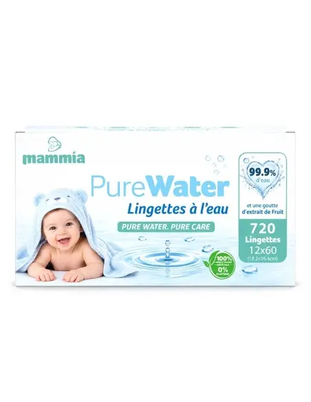 Mammia PureWater baby wipes 99.9 % water pack of 12 x 60