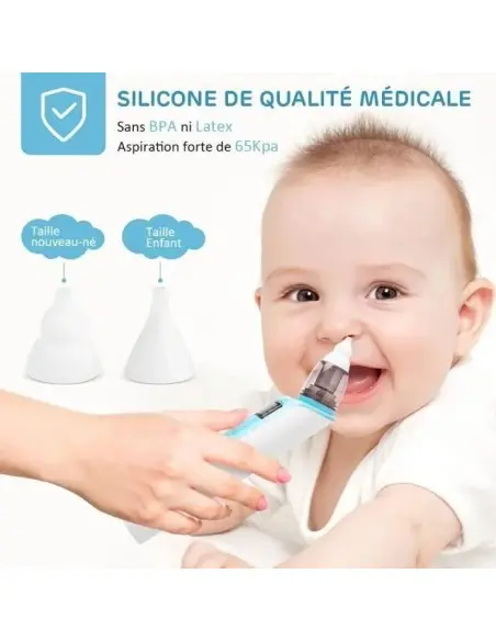 Mouche Bébé Aspirateur Nasal Électrique 6 Vitesses Rechargeable en Silicone Ajustable - Rose