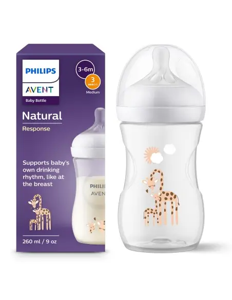 زجاجة رضاعة Avent Natural سعة 260 ml Girafe dans زجاجة الرضاعة وإكسسوارات chez Baby And Mom Maroc