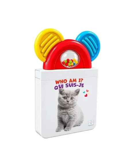 Qui Suis-Je ? Who Am I ? Livre d’éveil bilingue avec hochet intégré - Chat